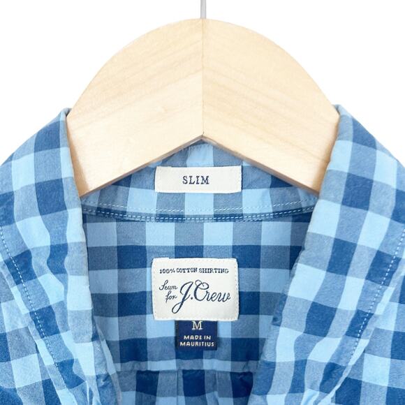 J. Crew Blue Plaid Slim Fit Long Sleeve Button Down Sz M - Picture 3 of 6